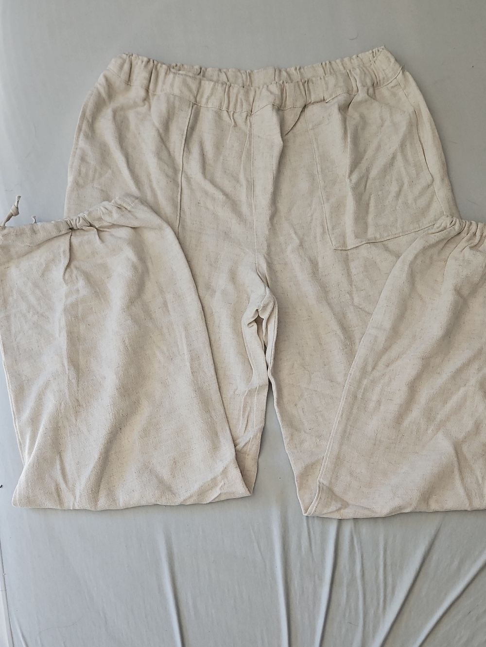 Love Tree Natural Beige Elastic-Waist Wide Leg Joggers